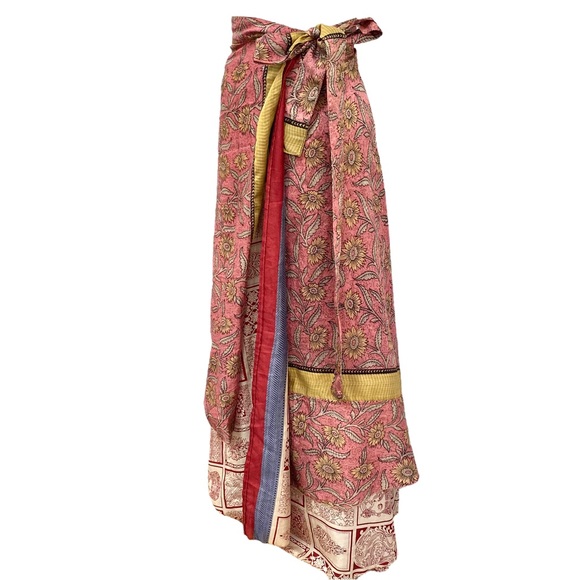 EARTHBOUND Bohemian Mixed Media Reversible Wrap Maxi Skirt - Picture 4 of 12